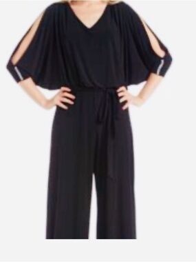 Black Wide-Leg Jumpsuit with Tie Waist